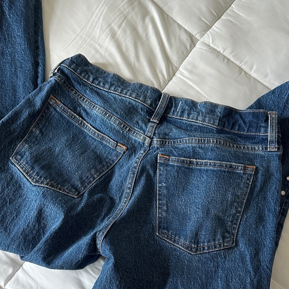 Abercrombie & Fitch Dark Blue Straight Leg Jeans with Pearl Details - Picture 3 of 3